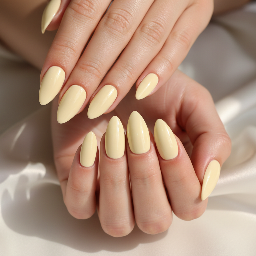Buttercream yellow nails - luxury cream silk