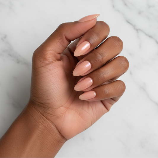 Nude glossy nails - marble surface