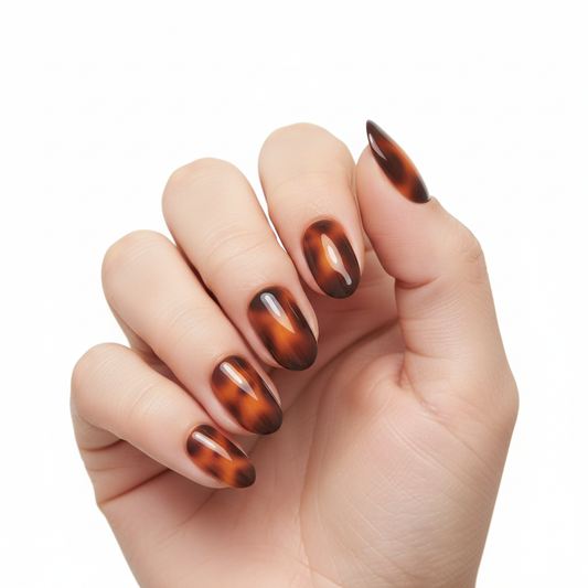 Tortoiseshell ombre nails - white background